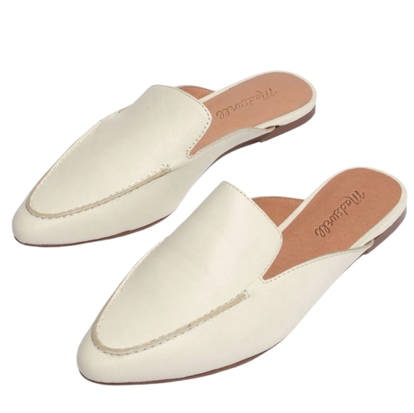 Madewell "The Frances Skimmer" Beige Leather Pointed Mules Size 8.5 - Picture 1 of 9
